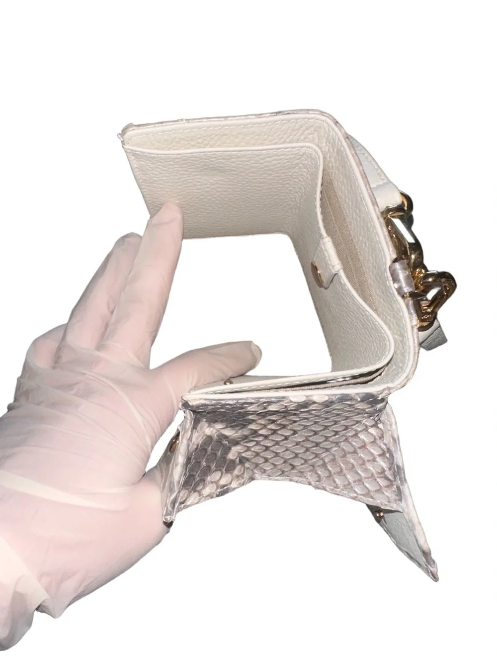 🔥Caprinouve Genuine Python Leather Trifold Compact Crossbody Wallet Bag🔥Pristine